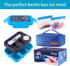 Leak-Proof, 8-Compartment Bento-Style Kids Lunch Box - Ideal Portion Sizes for Ages 6 +, Durale, Drop-Proof, Dishwasher Safe, & Made with BPA-Free Materials(Blue)