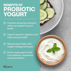 Euro Cuisine YM260 Yogurt Maker with Adjustable Time & Temperature Control, 2-Quart Glass Jar, Free Thermometer & Cotton Strainer Bag, 2025 Edition, White, Make Yummy Organic Probiotic Yogurt at Home