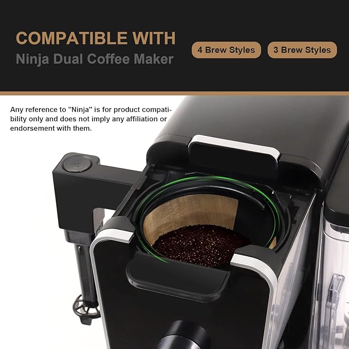 Reusable Coffee Pods for Ninja CPF301 Coffee Maker, 3 Pack Reusable K Cups Pods and 2 Pack Reusable Filters not for Ninja CFP101 & Ninja PB051