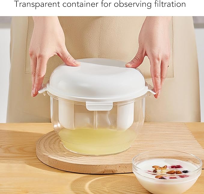 Yogurt Maker with Ultra Fine Mesh Strainer, Yogurt Whey Separator for Homemade Thick Greek Yogurt, Detachable Yogurt Strainer with Pressure Spring