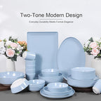 Webbylee 8.25" Melamine Pasta Bowls Set of 6-28oz Melamine Large Salad Bows，Serving Bowls for Cereal, Fruit, Soup，Deep Enough for Kitchen and Dining Blue/Beige