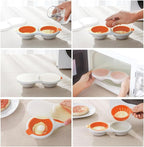 Microwave Egg Poacher 2 Eggs, Double Layer Egg Boiler for Microwave 2 Cavity Eggs Poacher Steamer Boiled Egg Cup Mold Microwave Boiled Eggs Maker for Egg Boiler Hamburg Sandwiches (Yellow+Accessories)