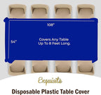 12-Pack Premium Plastic Tablecloth 54in. x 108in. Rectangle Table Cover - Dark Blue