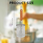 Stainless Steel Pasta Strainer, 2pcs Micro-Perforated Food Dumpling Noodle Strainer with Wood Handle Straining Noodles Pasta Baskets