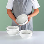 40 oz Large Soup Bowl, Pho Bowls, 7-Inch Rimmed Off-White Porcelain Bowls Set of 4