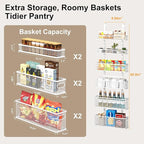 6-Tier Over The Door Pantry Organizer,Hanging Spice Rack,Over Door Adjustable Basket with Handle,Pantry Organization And Storage, Laundry Room,Bathroom,Large Capacity,D5.3xW15.7xH60.9in