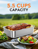 EAST OAK Stainless Steel Inner Container with Lid for Cordless Electric Lunch Box, 5.5 Cups Meal Container for Portable Heated Lunch Box with Removable Tray Divider, Dishwasher Safe