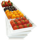 Divided Serving Tray Platter, 3 Pack 17.6" x 6" Fruit Veggie Food Tray for Party, Plastic Serving Trays for Appetizer, Snack, Dessert, Cookie, Brunch Decorations Platters, White Trays BPA-Free
