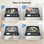 Homtone 2.64QT Ice Cream Maker with Compressor, Largest Capacity Automatic Ice Cream Maker Machine - No Pre Freezing, Gelato Maker with 3 Modes, LCD Digital Display, All Stainless Steel, 2H Keep Cool