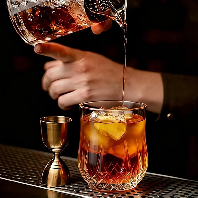 Ruckae Drinking Glasses Set of 8,11 oz and 7 oz Kitchen Water Glass Cups Set,Clear Curvature Glassware Dishwasher Safe,Mixed Drinkware for Beer,Juice,Cocktail,Whiskey,Milk and Various Mixed Drinks