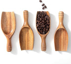 Large Wooden Coffee Scoop, 4pcs Coffee Scoops for Big Jars Canisters, Acacia Wood Ground Coffee Shovel Scooper Multipurpose, Kitchen Scooping Tool Beans Salts Spice Powder Tea Shovels