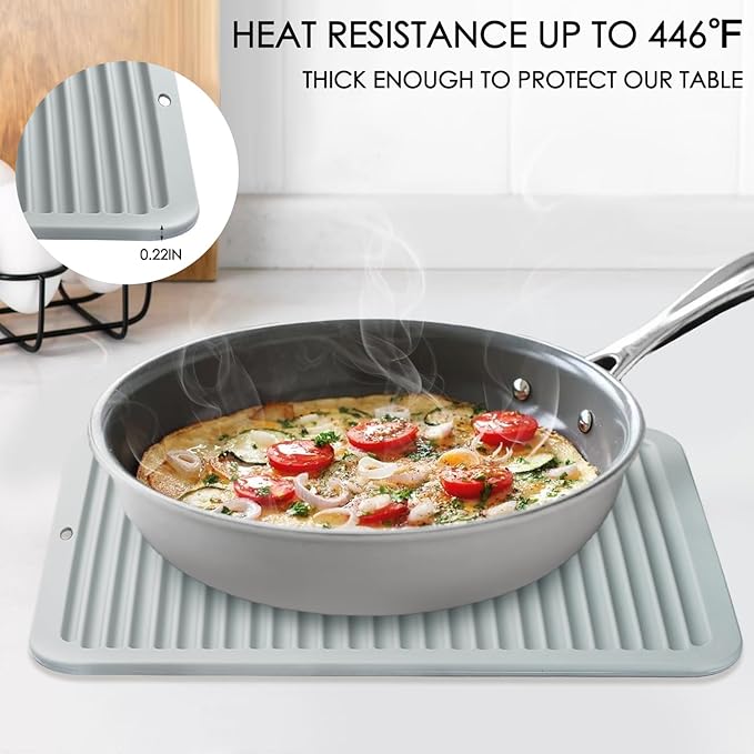 2 Pcs Gray Silicone Trivets 16"x12" Heat Resistant Trivets for Hot Pots and Pans Nonslip and Heat Resistant Hot Pads Silicone Square Trivet Mat Heat Resistant Mats for Countertop