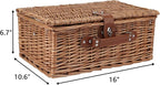 Picnic Basket for 2, Willow Hamper Set with Insulated Compartment, Handmade Large Wicker Picnic Basket Set with Utensils Cutlery - Perfect for Picnic, Camping, or Any Other Outdoor