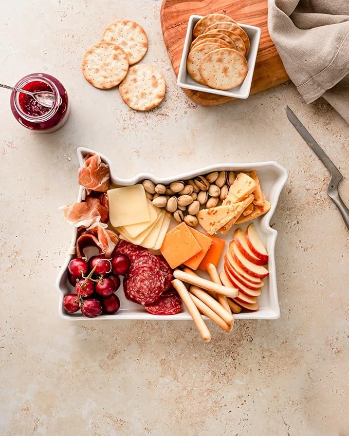 Oregon Shaped Baking Dish, Serving Platter or Decorative Tray Charming Porcelain Bakeware Oven Microwave and Dishwasher Safe