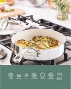 Bloomhouse - Two Time Oprah's Favorite Things Winner - 10 Inch Triply Stainless Steel Fry Pan W/Lid W/Non-Stick Non-Toxic Pro Ceramic Interior Frying Pan