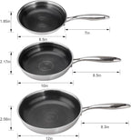 Hybrid 8 10 12 inch Stainless Steel Non Stick Skillet set,Frying Pans Nonstick, PFOA Free Cookware, Dishwasher and Oven Safe, Induction Compatible