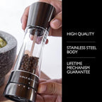Cole & Mason Derwent Salt and Pepper Grinder Set - Refillable Salt & Pepper Grinder Set with Gourmet Precision Mechanisms - Kitchen Accessories for Cooking - Gift Set, Iron Grey