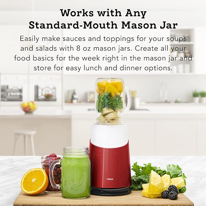 Tribest Personal Blender II, Small Portable Blender for Shakes and Smoothies with BPA-Free Cups, Red
