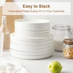 Jassceram 8.5 Inch Small Dinner Plates, Ceramic Flat Plates for Salad, Dessert and Appetizer - Microwave, Oven and Dishwasher Safe, Scratch Resistant and Lead-free, High Edge Dish Set, Set of 6, White