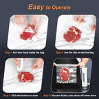 Vacuum Sealer with 30 Bags, Handheld Sealer with Visible Water Tank, Portable for 6X Freshness, Sous Vide & Kitchen Storage