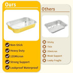 15 Pack 9x13 Aluminum Foil Pans with Lids Half Size Extra Heavy Duty, Gold Aluminum Foil Baking Pan Double Thick Tin Foil Food Container with Lids for Baking, Roasting, Cooking or Steam Table