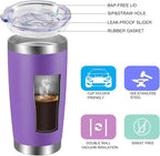 VEGOND 20oz Tumbler with Lid and Straw Stainless Steel Tumbler Cup Bulk Vacuum Insulated Double Wall Travel Coffee Mug Powder Coated Coffee Cup(Purple 6 Pack)