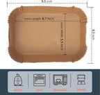 [3-Size] Air Fryer Disposable Paper Liner Compatible with Ninja Foodi Dual Air Fryer Toaster Oven, Non-stick Air Fryer Parchment Paper Baking Accessories (100Pcs - 8.7 Inch Rectangle, Natural)