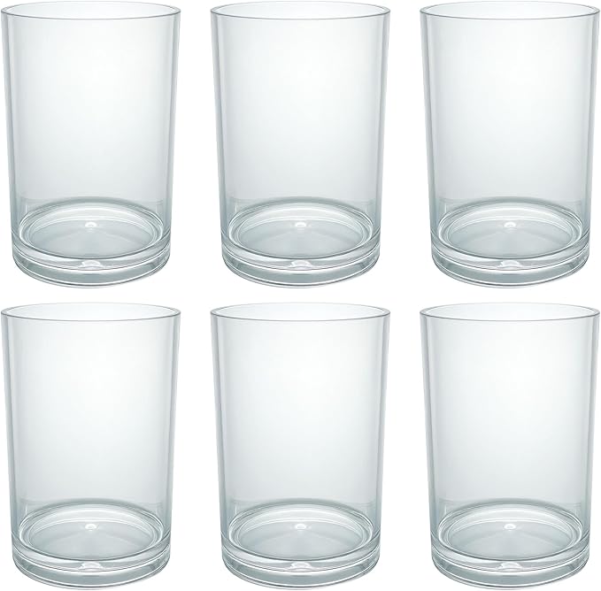 AOYITE 12 oz Clear Drinking Cups, Unbreakable Highball Glasses set of 6, Reusable Stackable Water Tumblers, BPA Free Dishwasher Safe