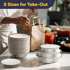 Fit Meal Prep 100 Pack 9” Round Aluminum Foil Pans with Lids, Pie Tins Disposable 9 inch with Lids, Take Out Containers, Freezer Oven Safe Aluminum Baking Pans for Storing, Cooking, Storage, Reheating