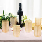 XKXKKE Amber Hobnail Beaded Drinking Glasses Set of 12, 15 oz Vintage Glassware Set Romantic Water Glasses Tumbler, Water Cups, Clear Embossed Glassware Set for Beer, Juice, Cocktail, Soda, Beverages