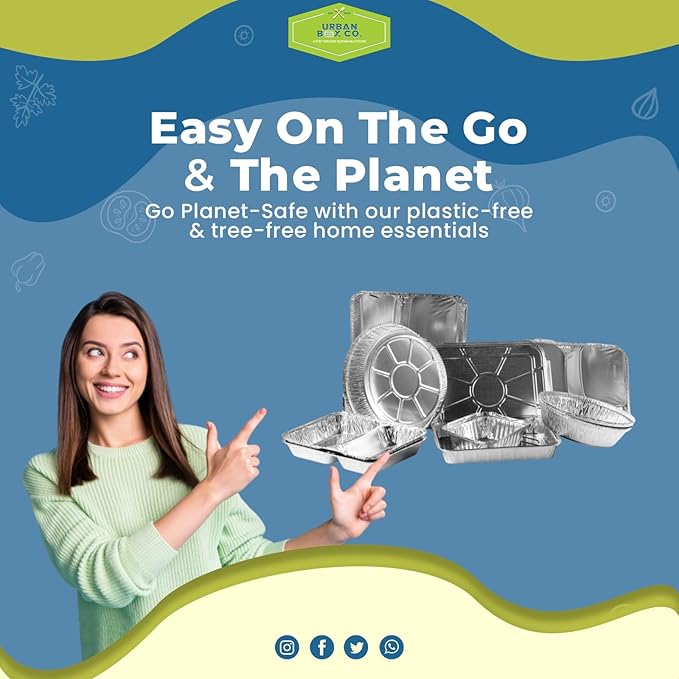 7” Round Aluminum Foil Pans - 50 Pack with Clear Dome Plastic Lid | Disposable Deep-Sided Baking Pans, Ideal for food storage, Baking, Grilling, Cooking, Catering & Prepping. (50, with Dome Lid).