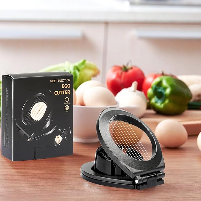 Egg Slicer, BIBURY Egg Slicer for Hard Boiled Eggs, Egg Cutter Heavy Duty Aluminium for Egg Strawberry Mushroom Soft Fruit, Stainless Steel Wire with 3 Slicing Styles - Grey