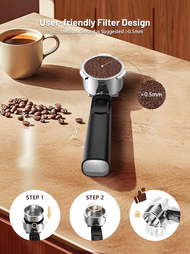 20 Bar Espresso Machine, Hot & Cold Brew Coffee Maker with Milk Frother, Touch Screen, Compact Water Tank, Expresso Coffee Machines for Lattes, Cappuccinos, Americano, Home & Office, Stainless Steel