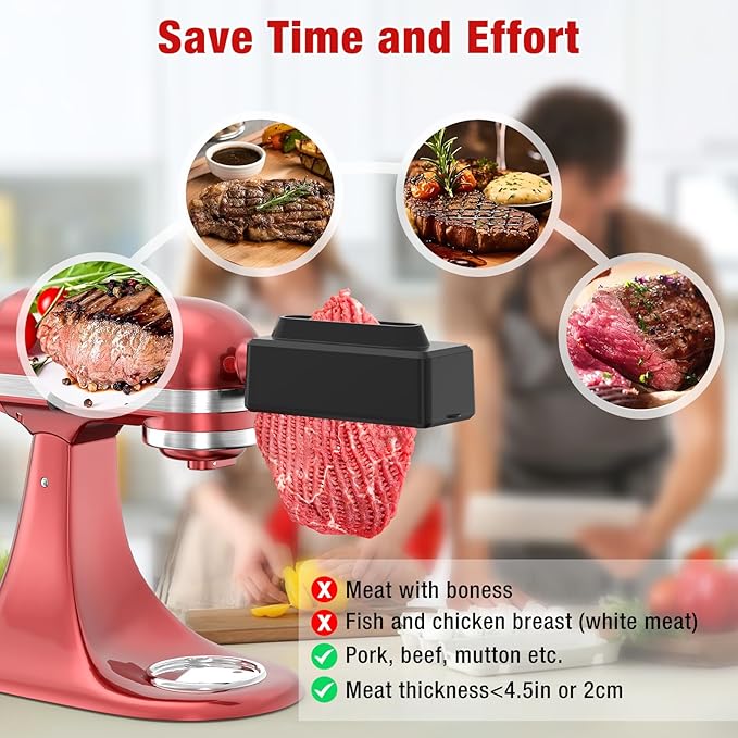 Electric Meat Tenderizer for All KitchenAid and Cuisinart Household Stand Mixers, Mixers Accesssories for KitchenAid Attachment, Tenderize Meat More Smoothly and Effortless, Dishwasher Safe, Black