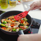 2 Pack Silicone Egg Spatula Flipper Thin 9.8 Inch Black Small Omelette Turner Heat Resistant Non Stick Pancake Spatula for Cooking Omelet Burgers Pizza Steak Crepes