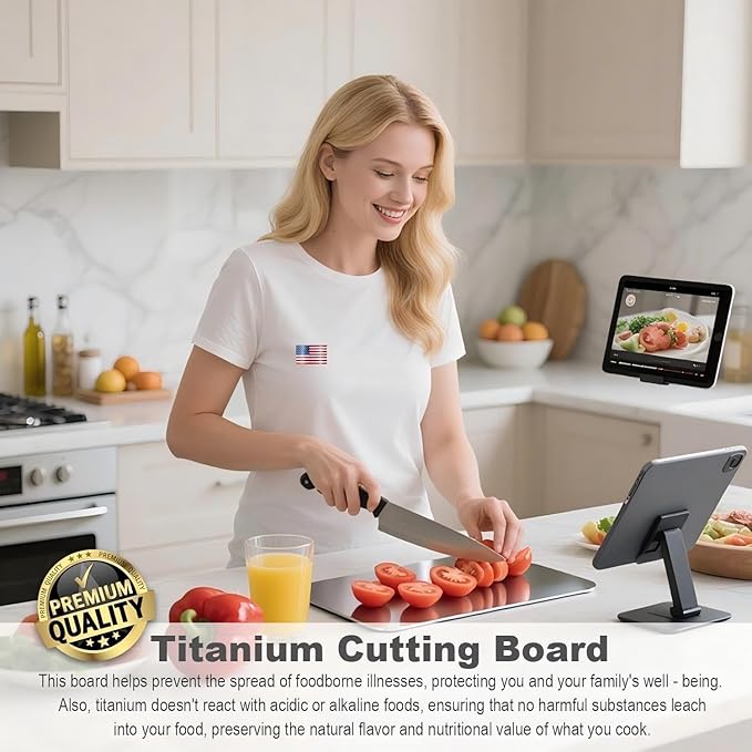 Titanium Cutting Board, Double Sided Titanium Cutting Board for Kitchen, Non Toxic Non Slip, Chopping Board, Dishwasher Safe, Easy to Clean (14''x10'')