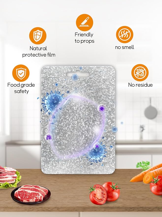 Titanium Cutting Board for Kitchen，Double Sided Pure Titanium Cutting Board，With Suspendable Handle，BPA Free, Dishwasher Safe (15.75“x11”)