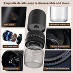 Portable Electric Burr Coffee Grinder with 40 Adjustable Settings, Conical burr coffee grinder, Coffee Bean Grinding Machine with Conical Burr Coffee Grinder 1800mAh Rechargeable for Travel, Home
