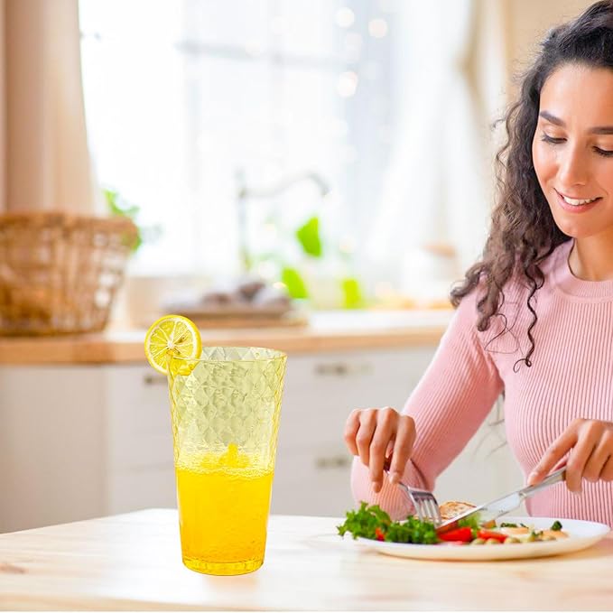 BPA-Free Plastic Tumblers 8 Pack (4x16oz+4×22oz) | Reusable Dishwasher Safe | Stackable Shatterproof Cups | Plastic Drinkware & Drinking Tumblers for Restaurant, Home, Party