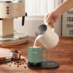 Temperature Control Smart Mug, Self Heating Coffee Mug LED Display, 180 Min Battery Life - Hot up to 149℉ Fast Wireless Charger Base Improved Design (12oz, Blue Grey)