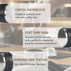 Espresso Accessories Kit 2-in-1 Coffee Distributor and Tamper Leveler, WDT Tool and Magnetic Dosing Funnel (54mm)