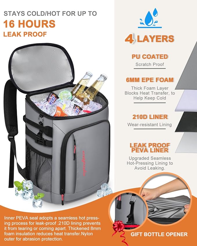 Capolo 36/45 Cans Cooler Backpack Insulated Waterproof for Women Men Lunch Backpack Coolers Leak Proof Soft Cooler Bags