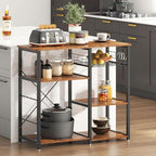 soges 3-Tier Kitchen Baker's Rack Utility Microwave Oven Stand Kitchen Island Cart Standing Storage Shelf Kitchen Workstation, Vintage Brown