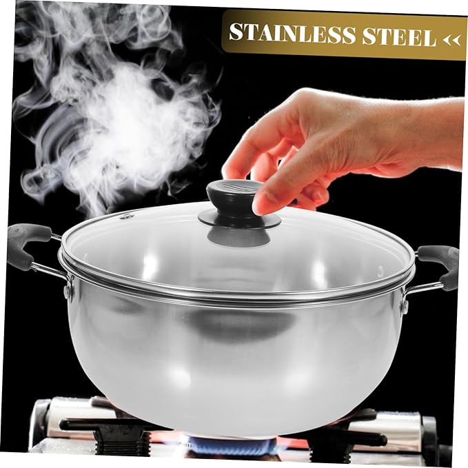 PRETYZOOM 1pc Stainless Steel Steamer Pot Versatile Stockpot for Soup Boiling Rustproof Kitchen Cookware Easy to Clean Capacity for Delicacies for Home Cooking Random Style