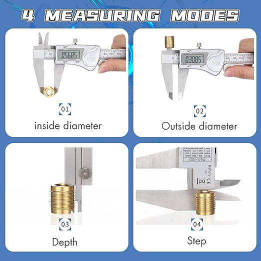 Electronic Digital Calipers, inch and Millimeter Conversion,LCD Screen displays 0-6" Caliper Measuring Tool, Automatic Shutdown, Suitable for DIY/Jewelry Measurement (200mm Stainless Steel)