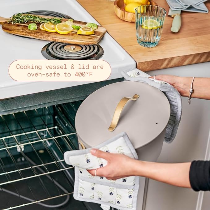 Beautiful 10-in-1 6-Quart Electric Multi-Cooker with Ceramic Coated Pot, Oven Safe to 400°F, Easy Cleanup & Multi-Function Cooking, by Drew Barrymore (Porcini Taupe)