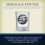 Heritage Pewter Eagle with Flag Square Shot Glass | Hand-Sculpted 1.5 Ounce Shot Glass | Intricately Crafted Metal Pewter Inlay