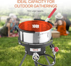 VEVOR 10 Qt Fish and Wing Fryer, Aluminum Propane Fish Fryer Kit, Outdoor Deep Fryer Seafood Pot with Thermometer, Strainer Basket, and 54,000 BTUs Propane Burners, for Outdoor and Backyard Cooking