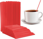 Prestee 2000 Count Red Coffee Stirrers - 5 Inch Plastic Stir Sticks for Hot and Cold Beverages - Disposable Coffee Straws for Drinks, Tea, and Cocktails - Bulk Slim Stirrer for Coffee and Bars