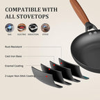 YUTANN Nonstick Frying Pan Set, 8" 10" 12" Ceramic Frying Pans, Pre-seasoned Cast Iron Pan Cookware Set with Removable Handle, Dishwasher Safe, Free of PFAS & PFOA, Compatible with All Stovetops